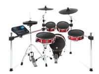 8-PIECE PREMIUM MESH DRUM KIT WITH OVER 1000 SOUNDS, COLOR SCREEN, SNARE STAND 3-SIDED CHROME RACK.